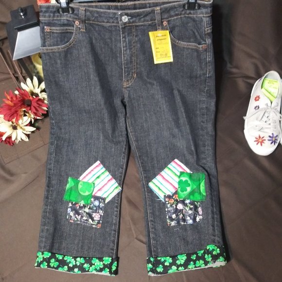 handmade Pants - 410 jeaniemade Size 12 Gap Patchwork Capris